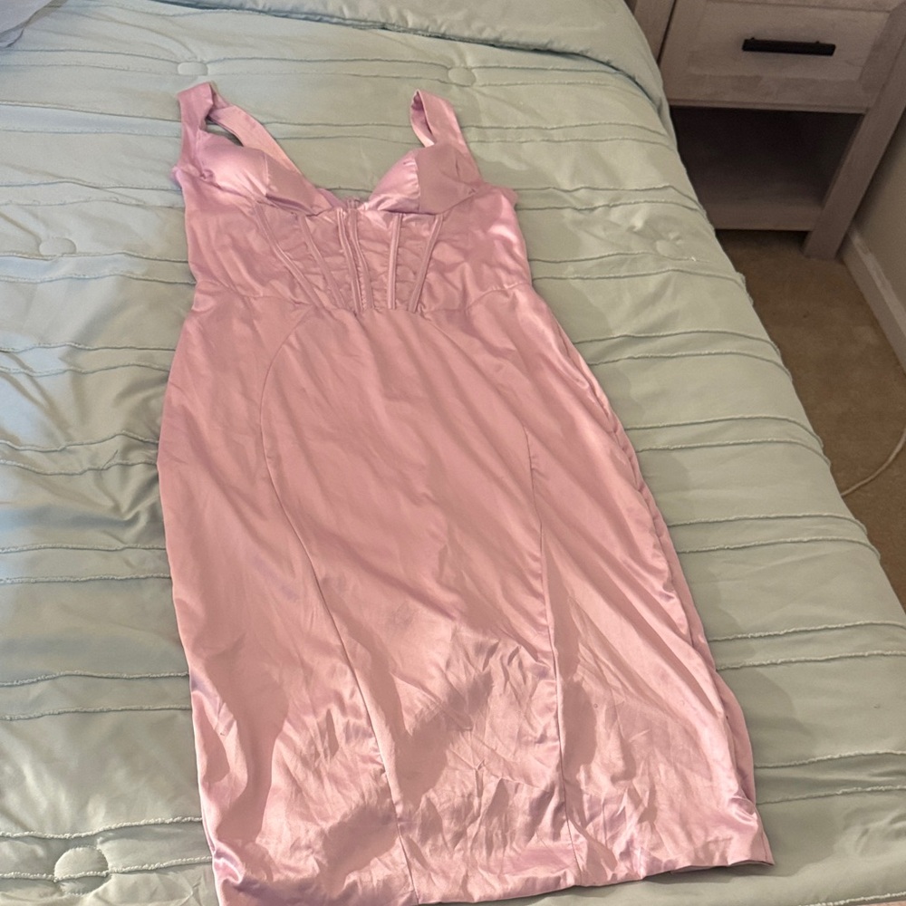 Fashion Nova Blush Satin Slip Dress